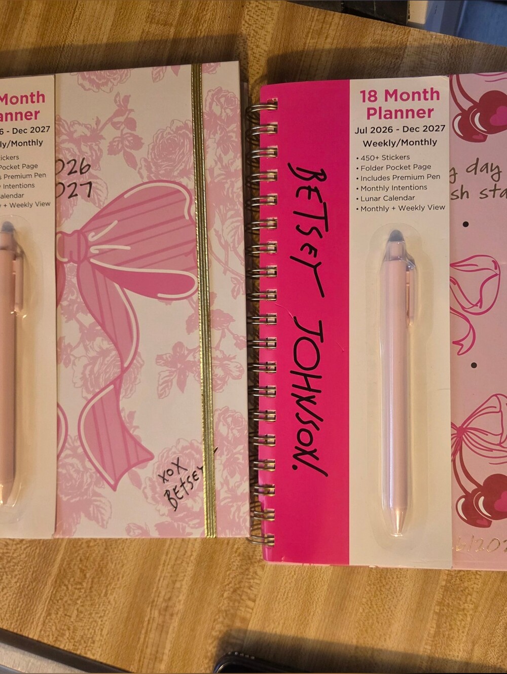 Betsey Johnson NWT 2026-27 Spiral Bound Planners & Pen (2 Prints)